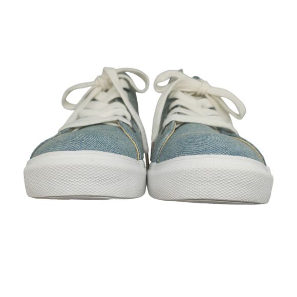 Denim Sneakers Womens 8 Light Wash Platform Zipper Hipster Lace Up Low Tops - Picture 7 of 14